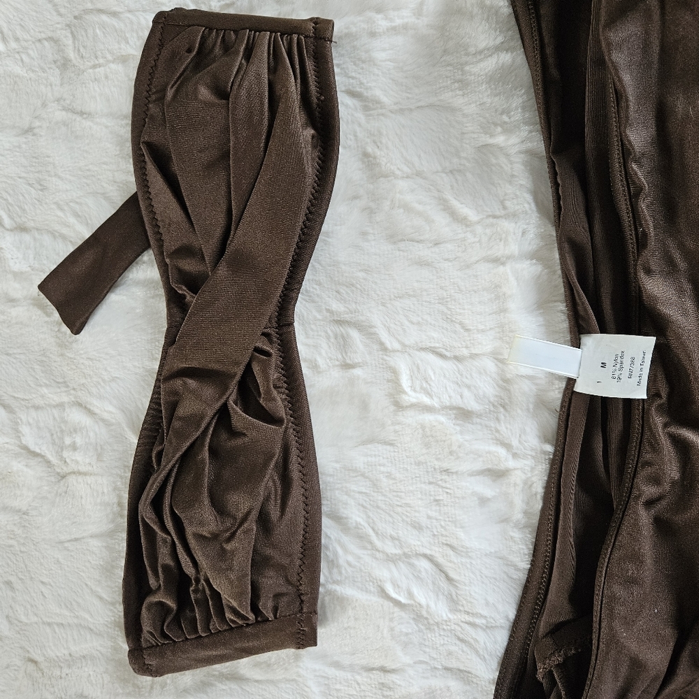 J. Crew bathing suit, top size xs, bottom skirt and bikini size medium, brown